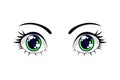 Colorful Cartoon Funny Green Eyes. Vector Isolated illustration on white background. Royalty Free Stock Photo